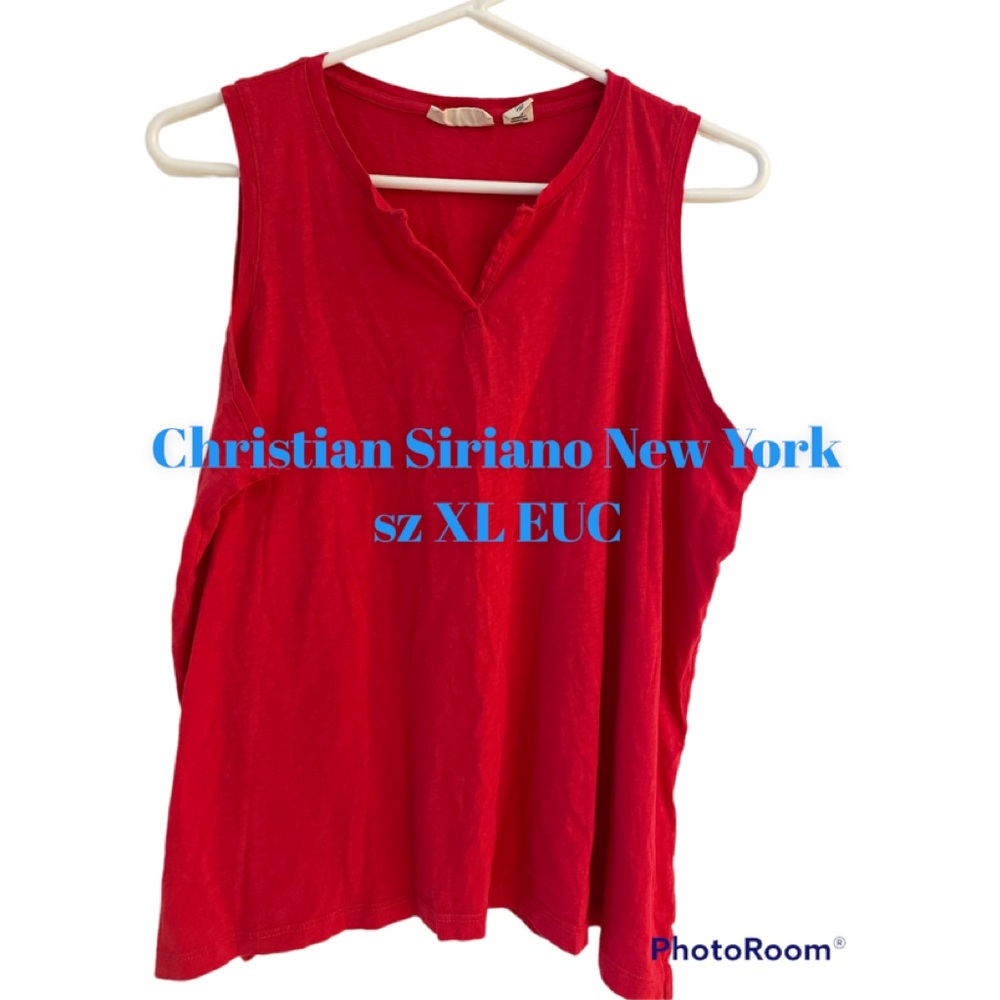 Christian Siriano Sleeveless Pima Cotton Soft Fuscia Pink Tank Top EUC sz XL